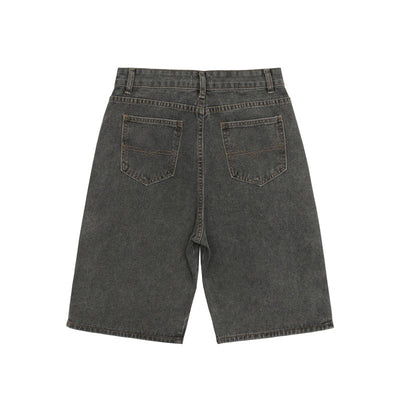 Shorts Vaquero Retro Negro y Rojo con Doble Cierre Lavado Vintage - Image 10