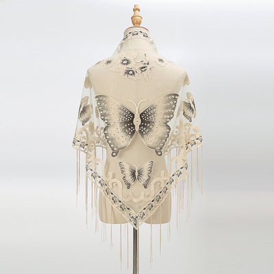Pañuelo Triangular Calado con Encaje Elegante para Mujer - Image 4