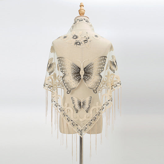 Pañuelo Triangular Calado con Encaje Elegante para Mujer - Image 4