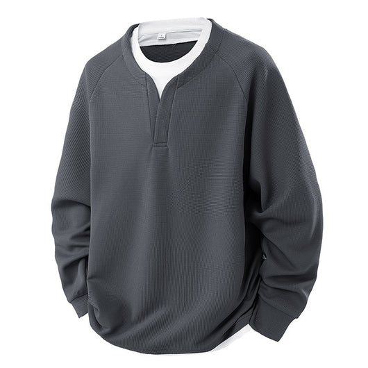 Suéter Waffle V-Cuello Bicolor Casual Versátil para Mujer - Image 3