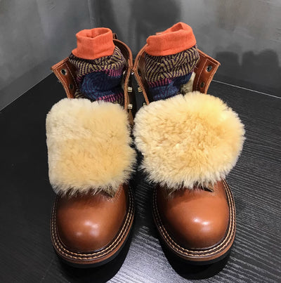 Botas Altas de Cuero Grueso Estilo Retro Desgastado - Image 11