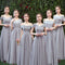 Vestido Largo Gris para Damas de Honor - Diseño Elegante Hombro Descubierto