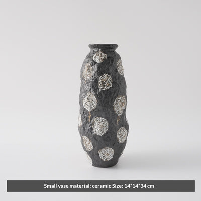 Florero de Cerámica Pintado a Mano Estilo Wabi-sabi Negro - Image 9