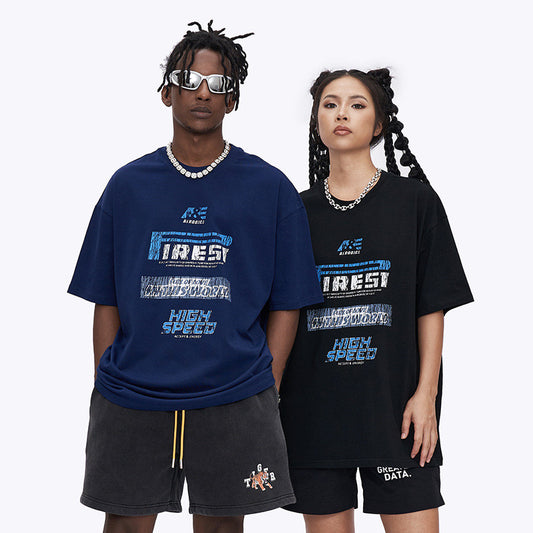 Camiseta Retro Estampada Manga Corta para Hombre