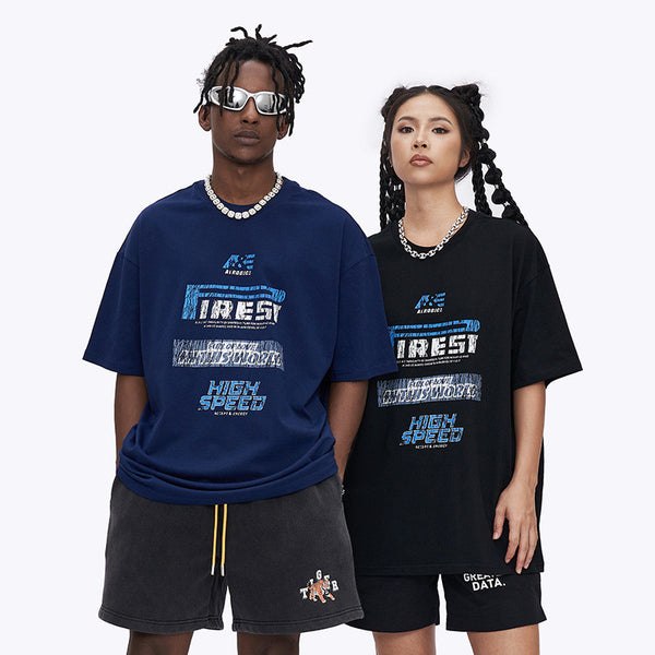 Camiseta Retro Estampada Manga Corta para Hombre