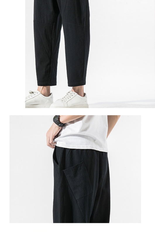 Pantalones Casuales Talla Grande Hombre - Corte Recto Algodón Lino Estilo Retro - Image 25