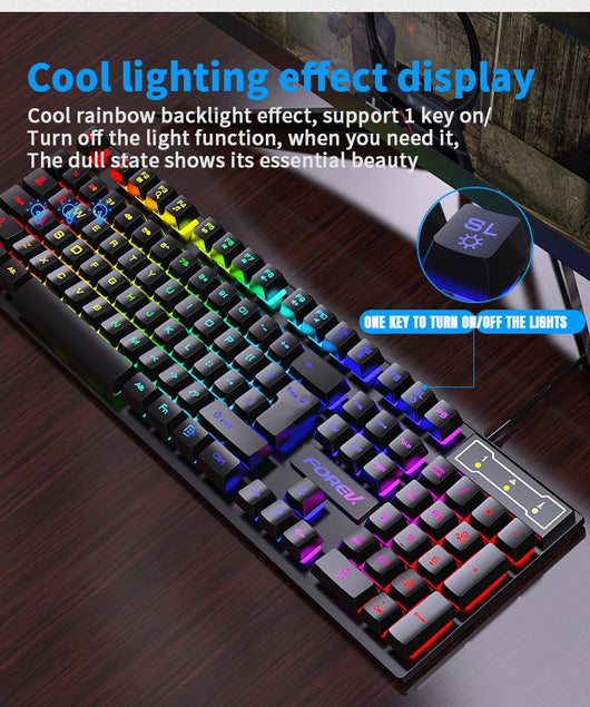 Teclado Retroiluminado 104 Teclas para Gamers con Ratón Portátil - Image 24