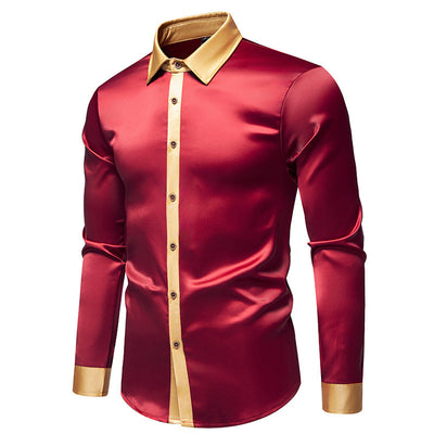 Camisa Manga Larga Satinada Bicolor para Hombre - Image 22