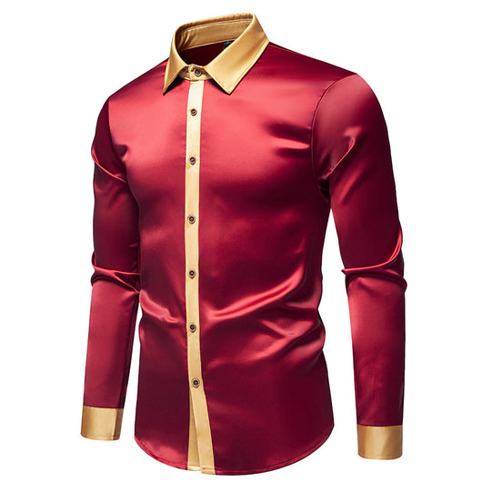 Camisa Manga Larga Satinada Bicolor para Hombre - Image 22