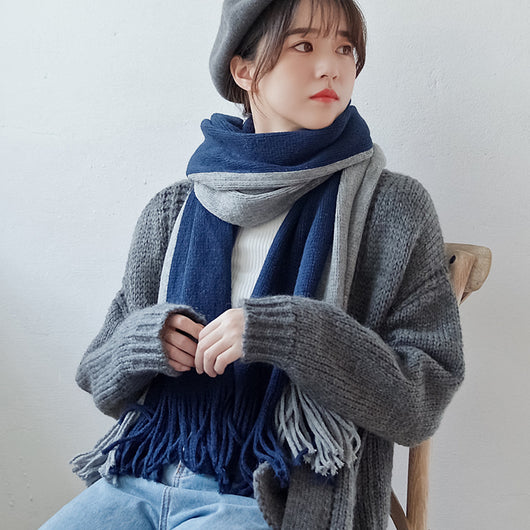 Bufanda Cachemir Unisex Coreana - Diseño Bicolor Elegante - Image 11