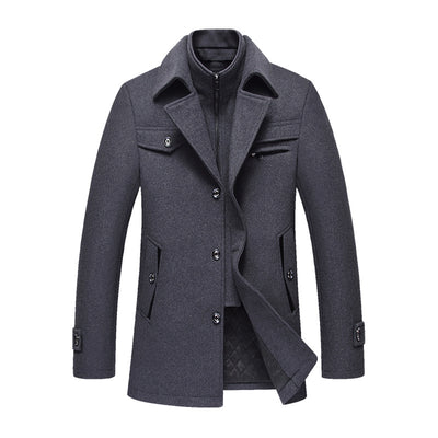 Abrigo de Lana para Hombre Invierno Slim Fit Cuello Desmontable - Image 11
