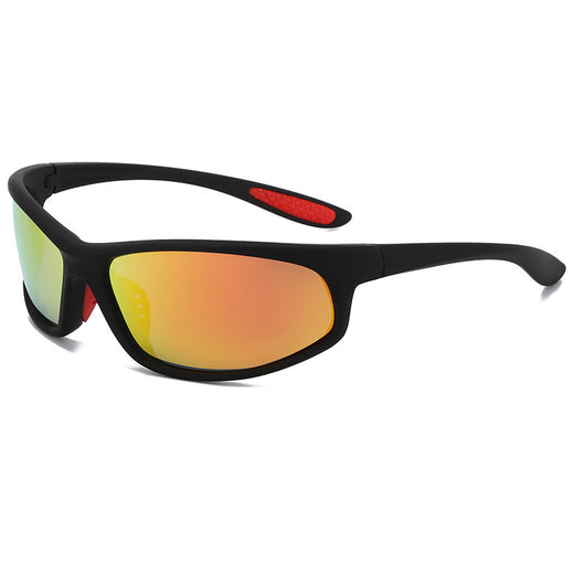 Black sports sunglasses with dark gray lenses and a matte finish, featuring a wrap-around frame style. - Image 6
