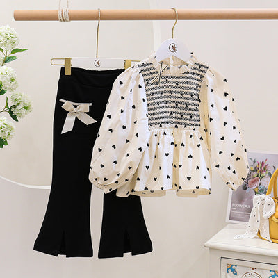 Conjunto Infantil Elegante: Blusa y Pantalón Acampanado para Niña