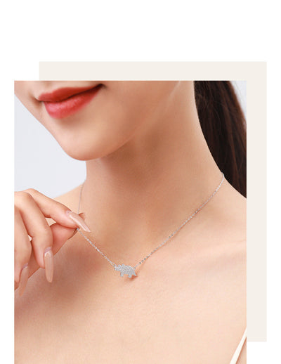 Collar de Plata 925 Rinoceronte Brillante con Diamantes Completos - Image 6