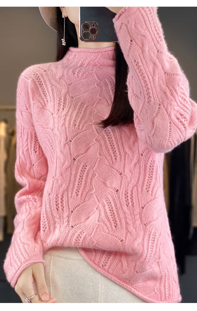 Suéter Hueco Cuello Alto Liso para Otoño e Invierno - Image 23