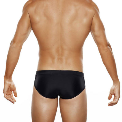 Short de Playa Bikini Negro con Detalles de Malla Triangular - Image 3