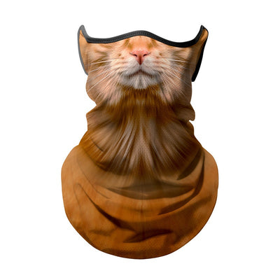 Yellow cat face ice silk neck gaiter with ear loops, designed for sun protection during outdoor sports like cycling. - Image 7