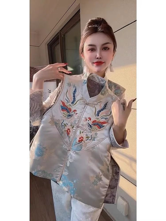 Chaleco Estilo Chino Retro para Mujer con Cuello Tipo Smoking y Cierre de Botones - Image 24