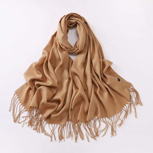 Bufanda Larga de Cashmira Suave - Color Liso para Otoño e Invierno - Image 47