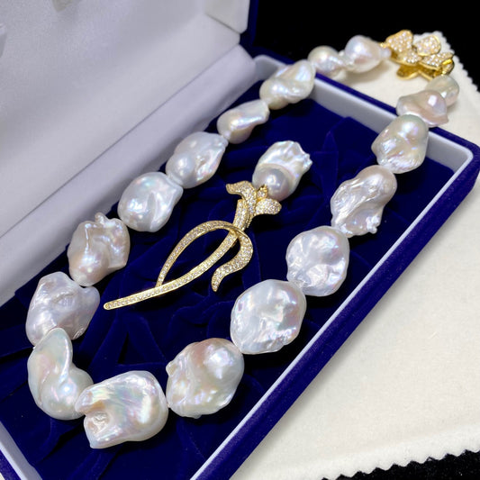 Collar de Perlas Barrocas Naturales de Agua Dulce para Mujer