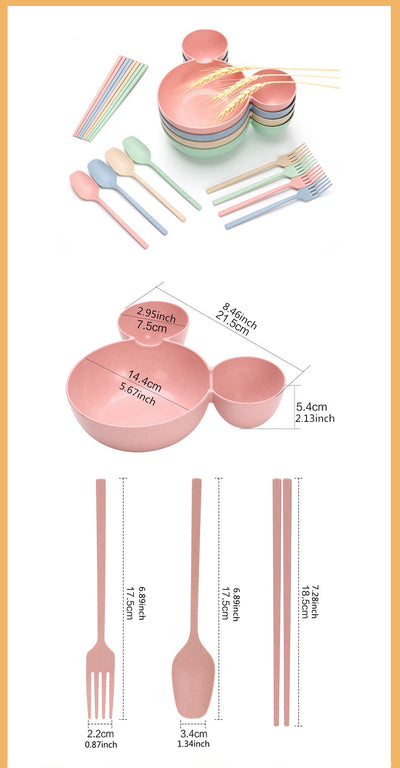 Juego de Comida Infantil Mickey Mouse en Fibra de Trigo - Plato, Cubiertos y Palillos - Image 26