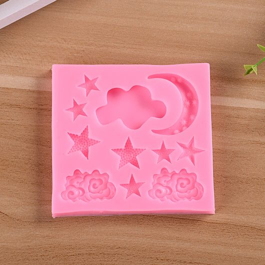 Molde de Silicona para Fondant con Diseños de Nube, Luna y Estrella - Image 3