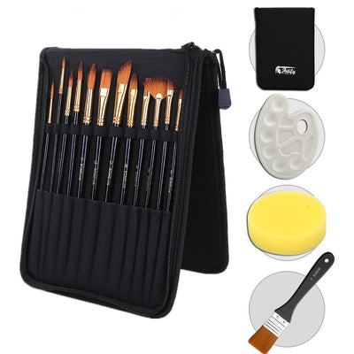 Bolsa Canvas Negra para Artista con Brochas, Raspador y Set de Pinceles - Image 5