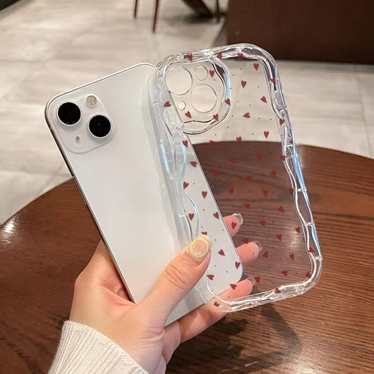 Funda para Celular con Patrón de Corazones Pintados en Crema - Image 4