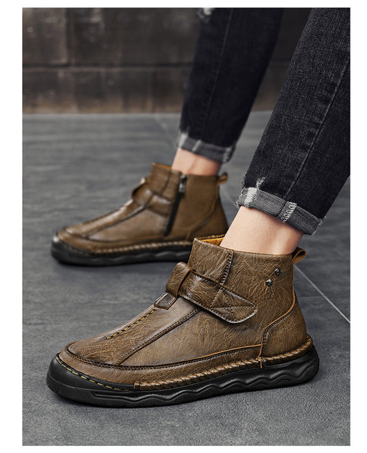 Botas Altas de Cuero para Hombre - Estilo Cargo Versátil - Image 13