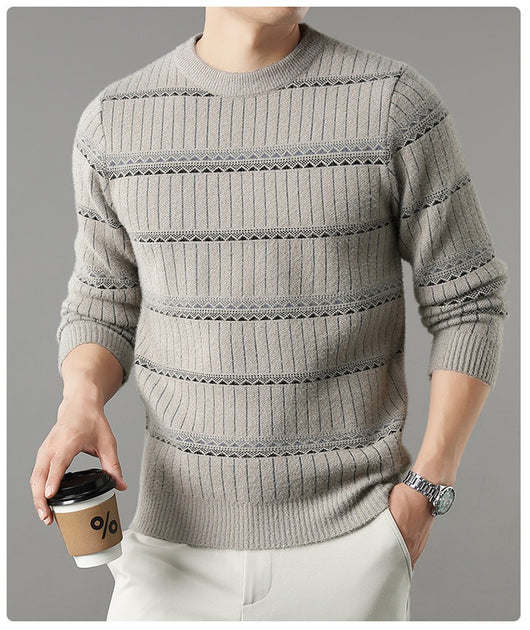 Suéter Grueso de Cuello Redondo para Hombre con Forro Polar y Textura de Visón Sintético - Image 31