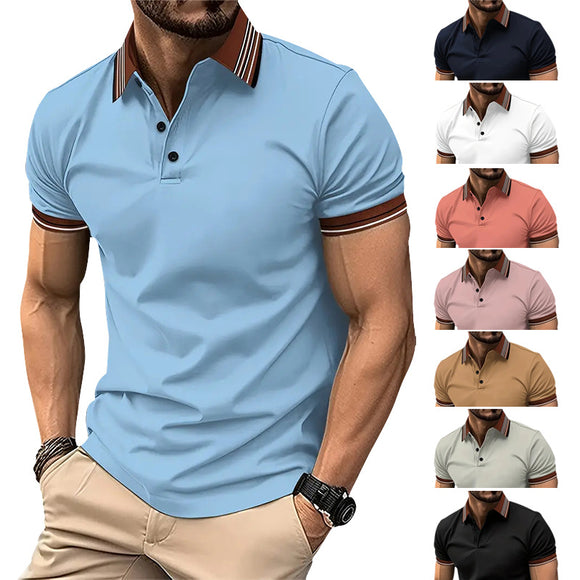 Polo Ejecutivo Bicolor de Manga Corta para Hombre