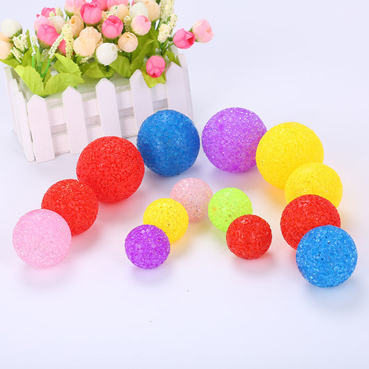 Assortment of colorful textured plastic cat toy balls in red, yellow, blue, purple, pink, and green. - Image 5