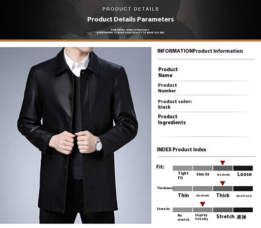 Chaqueta de Cuero para Hombre con Forro Térmico y Solapa - Image 8