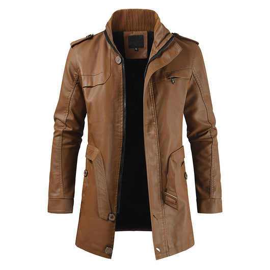Abrigo Casual de Piel Sintética con Forro Polar para Hombre - Image 4