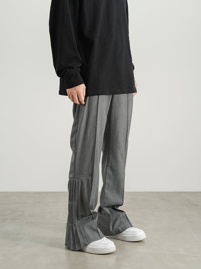 Pantalones Plisados Acampanados de Color Sólido Unisex - Image 4
