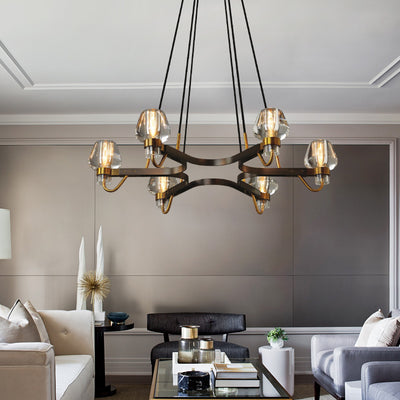 Lámpara Colgante de Cobre y Cristal - Diseño Moderno y Elegante