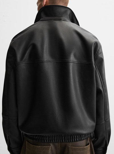 Chaqueta Biker de Cuero Sintético para Hombre - Image 12