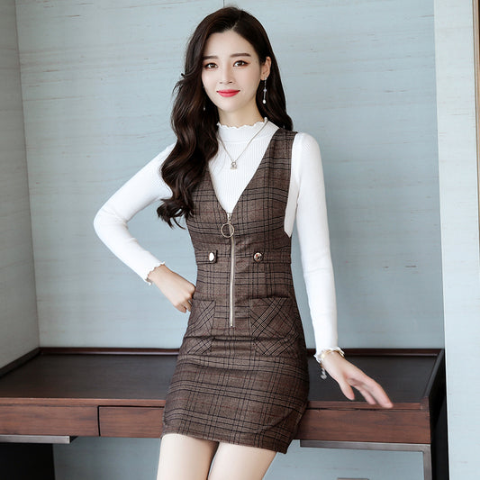 Falda Base Coreana Lana Dos Piezas Largo Medio