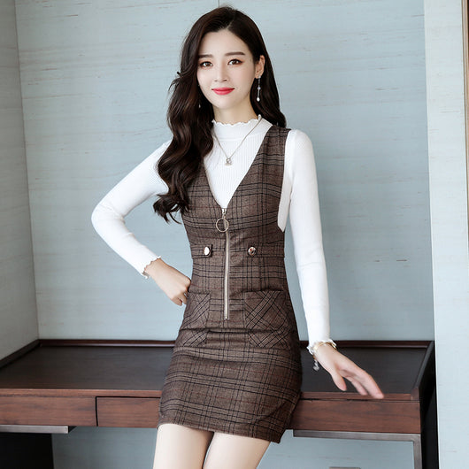 Falda Base Coreana Lana Dos Piezas Largo Medio