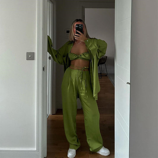 Conjunto de Tres Piezas: Chaleco, Camisa y Pantalón Recto para Mujer - Image 2