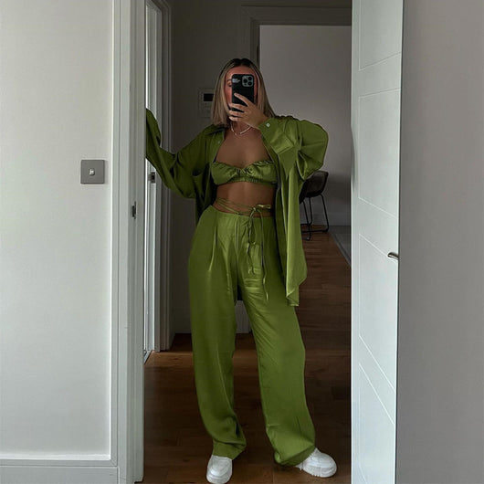 Conjunto de Tres Piezas: Chaleco, Camisa y Pantalón Recto para Mujer - Image 2