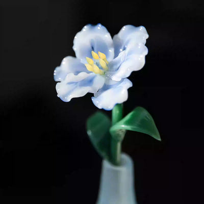 Florero de Cristal Tulipán Azul y Blanco - Porcelana Artesanal