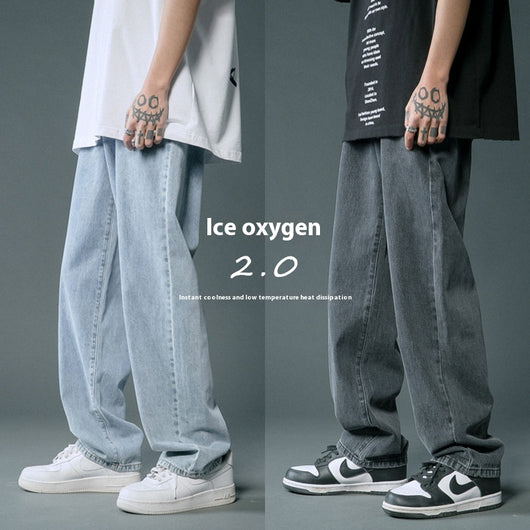Jeans Rectos Sueltos Ligeros para Hombre - Comodidad de Verano - Image 3