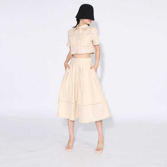 Conjunto Retro Dos Piezas Blusa Corta para Mujer