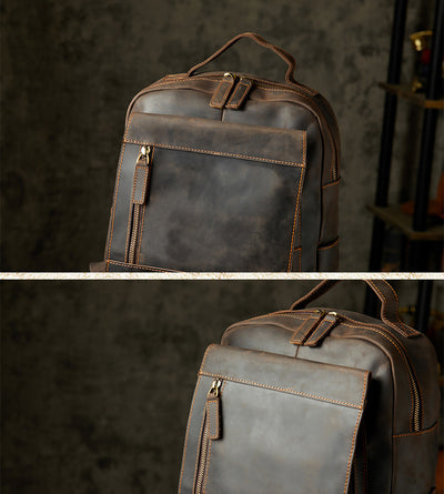Mochila de Cuero Genuino para Hombre Estilo Retro Artesanal - Image 13