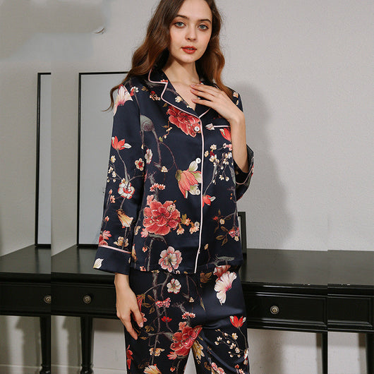 Pijama de Seda para Mujer - Manga Larga Primavera Verano Otoño - Image 10