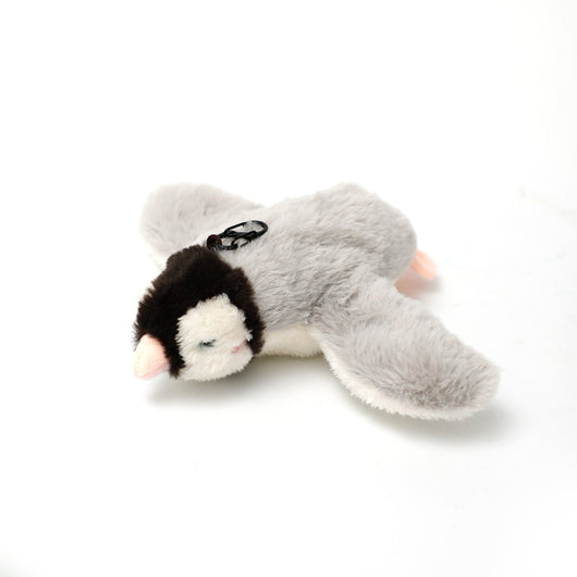 Plush woodpecker pet toy with a red crest, black and white body, speckled gray wings, and black tail feathers. - Image 22
