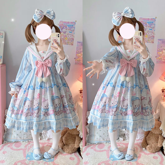 Vestido Lolita Soft Girl Osito Soñador de Manga Larga - Image 23
