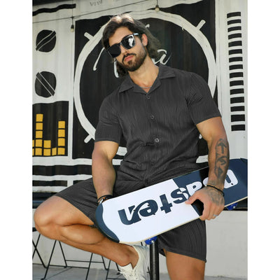 Conjunto Deportivo Hombre: Camiseta y Shorts con Patrón Onda Transpirable - Image 14