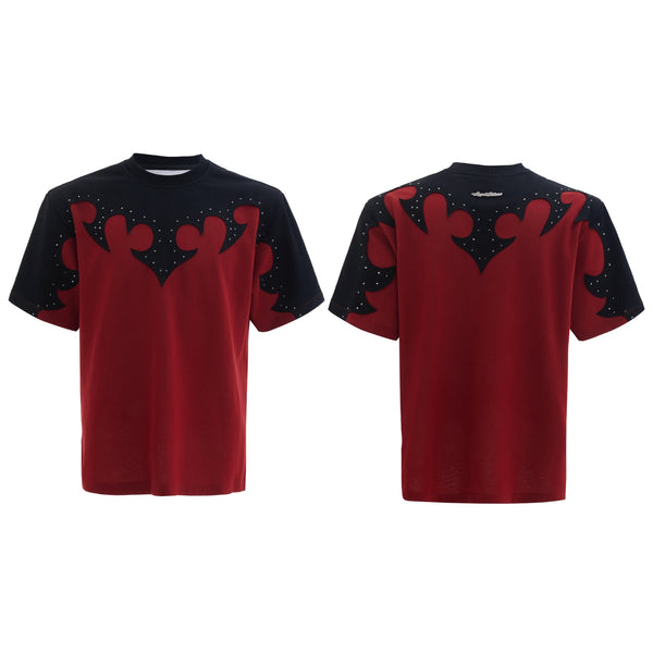 Playera Hombre Cuello Redondo Algodón Pesado con Bordado 3D Flor Quemada y Cristales - Image 3